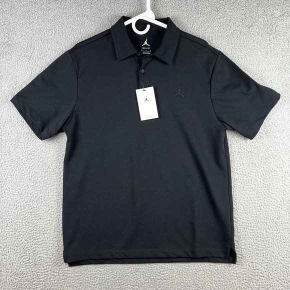 NWT Jordan Mens Medium Dri-Fit Golf Polo Shirt HQ8688-010 Black Short Sleeve
